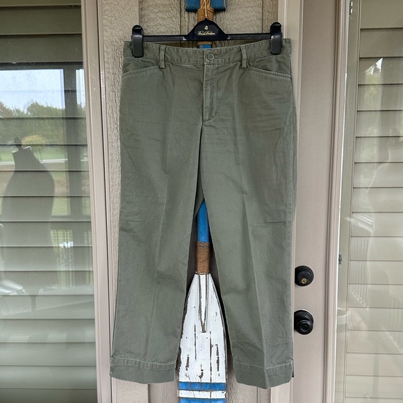 POLO Ralph Lauren Ladies All Cotton Olive Flat Front Chinos - Size 6 - Picture 7 of 12